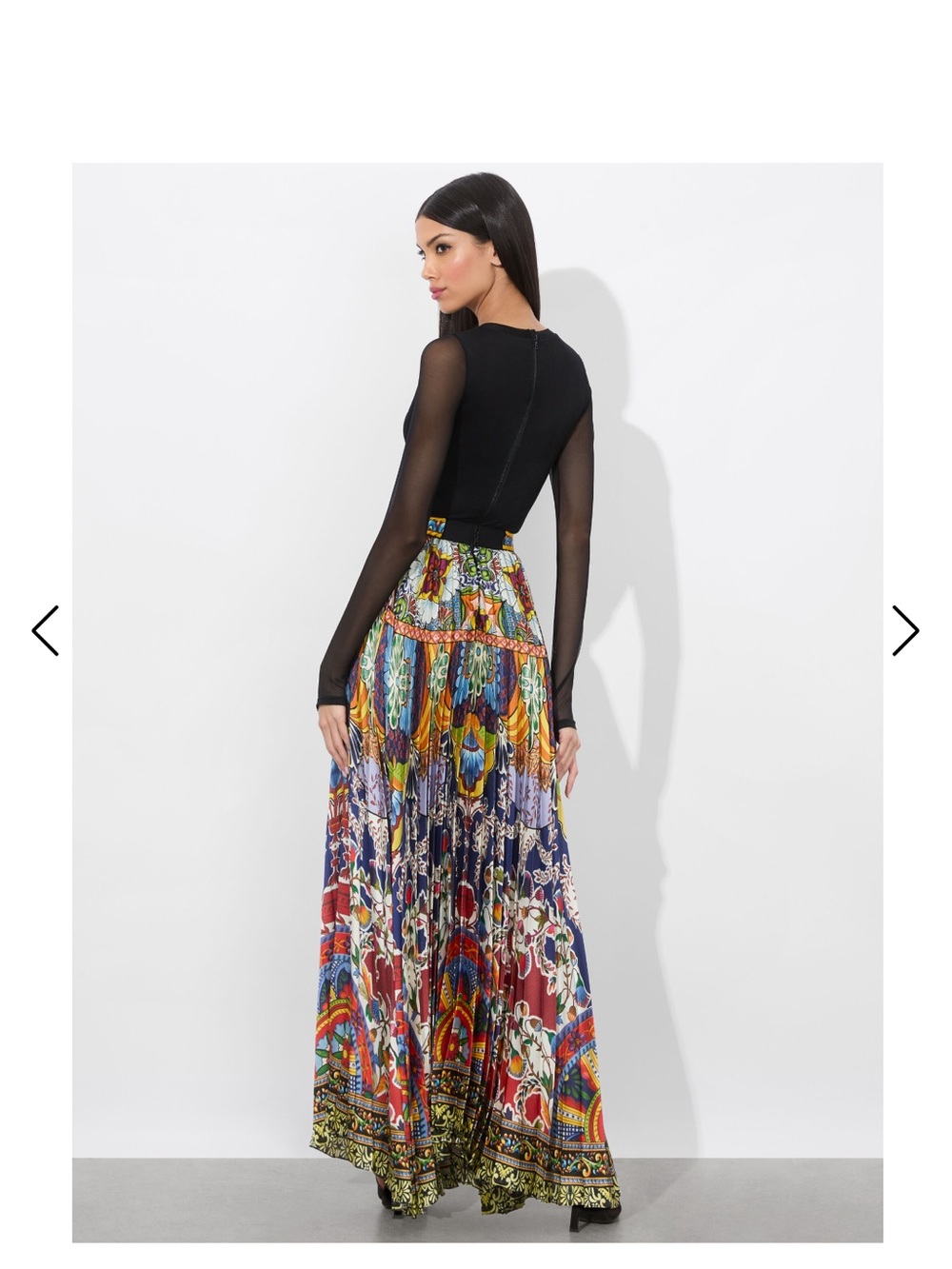 Alice + Olivia Katz Pleated Multicolor Printed Maxi Skirt - Picture 3 of 7